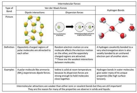 Intermolecular Forces Graphic Organizer Dispersion Dipole Hydrogen