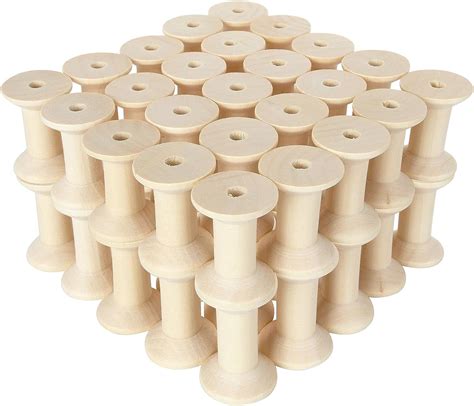 Fviexe 40pcs Wooden Spools For Crafts Unfinished Empty