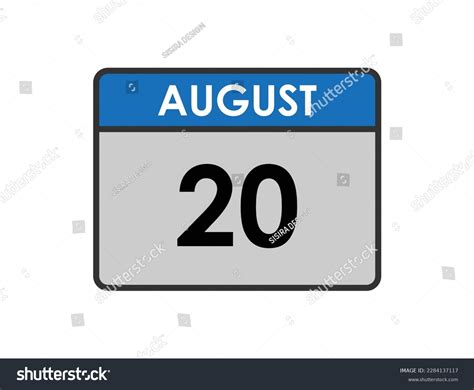 20th August Calendar Icon August 20 Calendar Royalty Free Stock