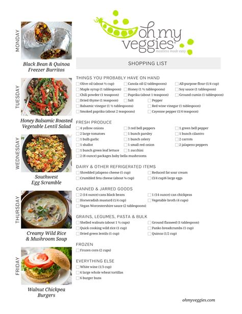 Vegetarian Meal Plan 12 19 16
