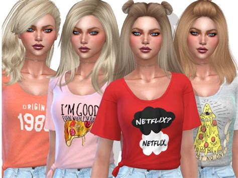 The Sims Resource Knotted Everyday T Shirts By Pinkzombiecupcakes