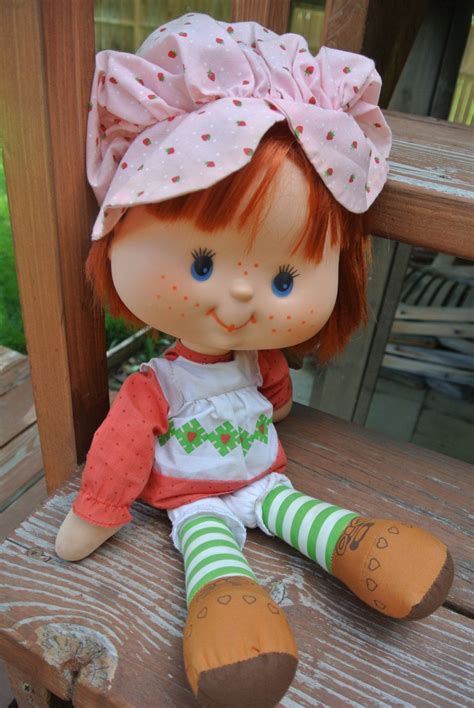 Vintage 1980 Original Strawberry Shortcake Plush Rag Doll With Vinyl