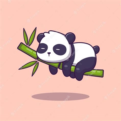 Premium Vector Cute Panda Sleeping Bamboo Cartoon Icon