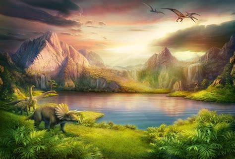 Csfoto 7x5ft Background Dinosaur Jurassic Period Landscape Photography Backdrop Prehistoric