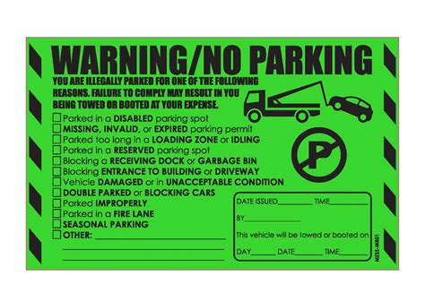 Patio Lawn And Garden Parking Violation Stickers For Cars Fluorescent