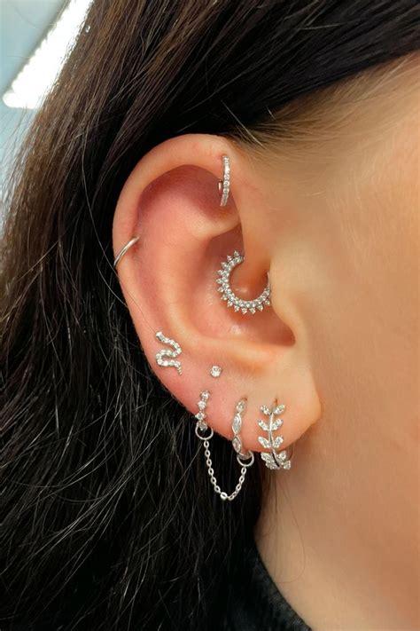 Cartilage Piercing Inspiration Forward Helix Helix Daith Stacked