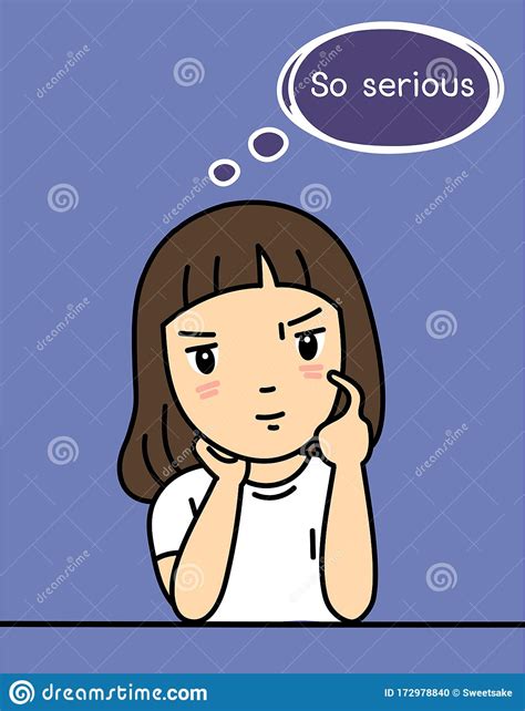 Serious Girl Thinking Character Vector Illustration Stock Vector Illustration Of Looking