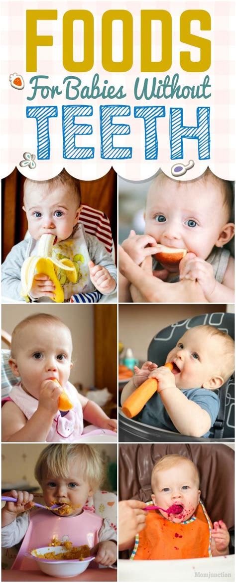 Infants usually start with pureed or mashed foods around six months. 13 Foods For Babies Without Teeth | Baby food recipes ...