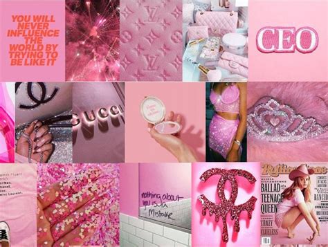 Boujee Pink Aesthetic Wall Collage Kit Digital Download Etsy Pink