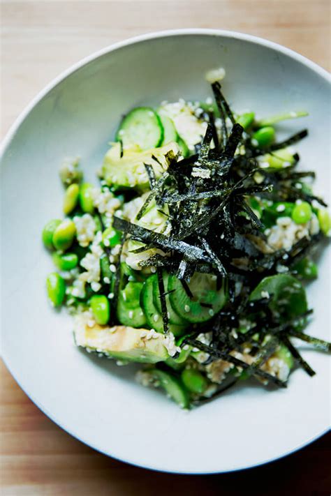 Sushi Salad Brown Rice Avocado And Nori With Miso Dressing