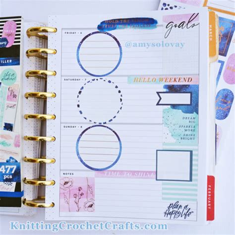 Happy Planner Horizontal Layout Featuring Year To Shine Goals Stickers