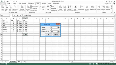 Microsoft Excel Shortcut Guide Tutorial Testing What Ifs With Goal