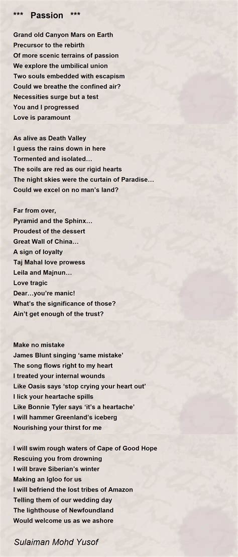 Passion Poem By Sulaiman Mohd Yusof Poem Hunter