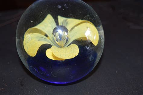 Flower Paperweight Yellow Flower Glass Paperweight Etsy