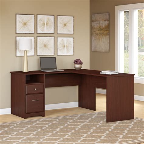 Bush Furniture Cabot 60w L Shaped Computer Desk With Drawers Walmart