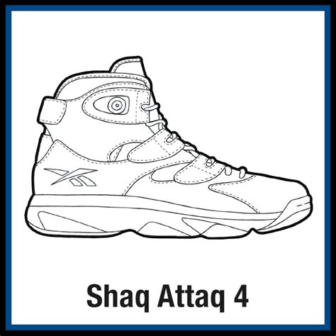 Reebok Shaq Attaq 4 Sneaker Coloring Pages Created By Kicksart
