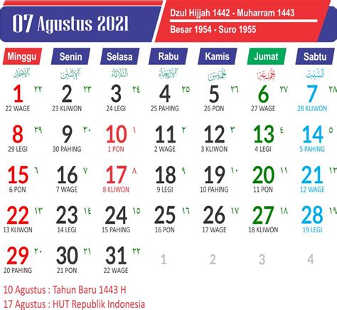 Kalender 2021 Agustus Lengkap Latest News Update