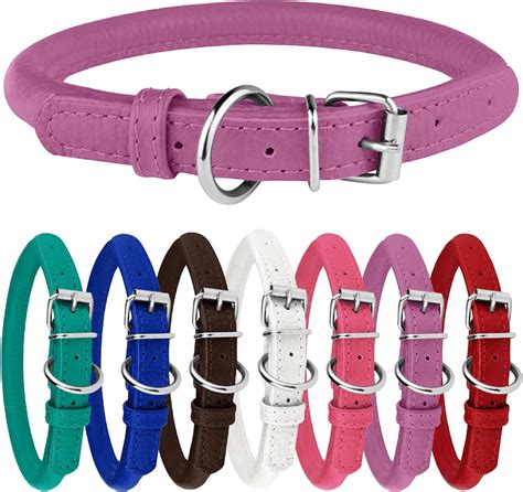 Bronzedog Rolled Leather Dog Collar Round Rope Pet Collars