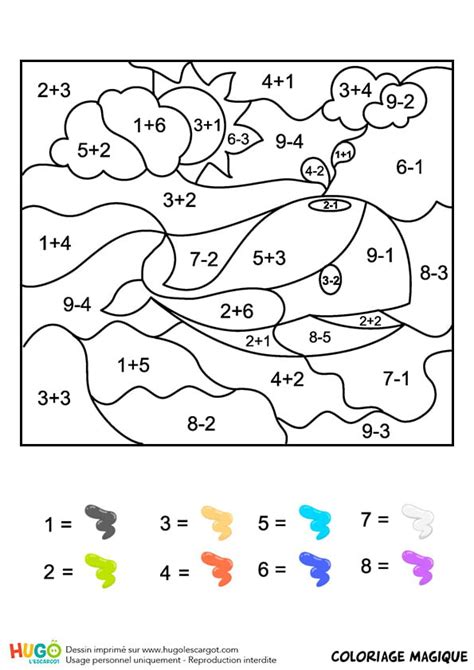 Coloriage Magique Cp  Une Baleine concernant Coloriage Magique Cp