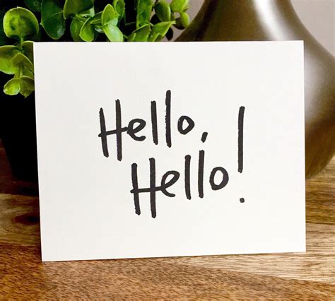Hello Card Just Saying Hi Card Thinking Of You Hello Hello Simple