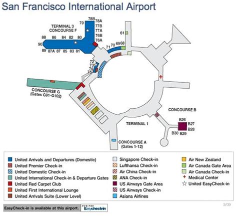 Sfo Terminal Map United San Francisco Airport Map United California