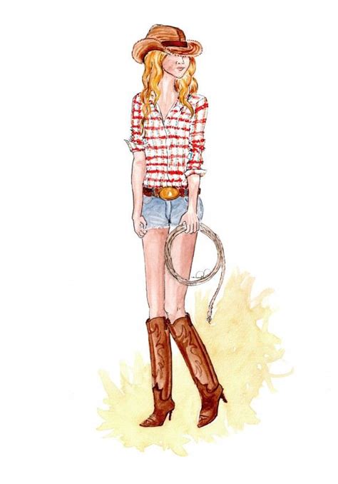 Fashionable Cowgirl Illustration Cowgirl Fashion Illustration Fashion