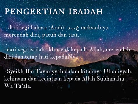 Islam agar para pelajar menghindarinya. Konsep Ibadah dalam Islam