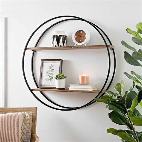 Maybe you would like to learn more about one of these? Metal Circle Double Wood Plank Wall Shelf, 36 in in 2020 ...