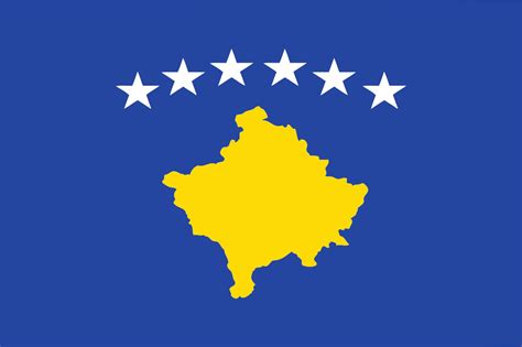 The flag of kosovo consists of a blue leaf and a yellow map of the country in the middle of the flag. Flagge Kosovo 110 g/m² | www.flaggenmeer.de