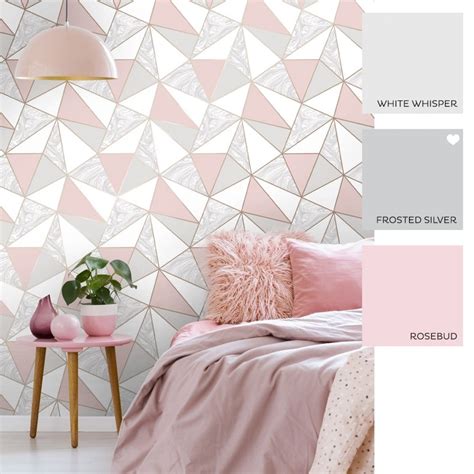 Zara Marble Metallic Wallpaper Soft Pink Rose Gold Rose