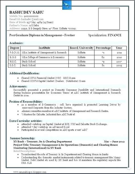 These mba resume are for freshers, college graduate students only. Resume Freshers Format | Resume format for freshers ...
