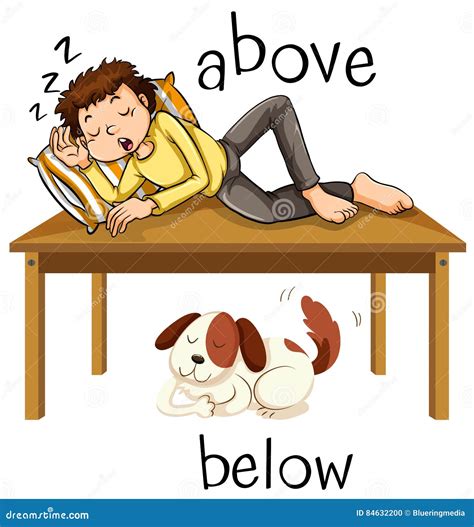 Opposite Words For Above And Below Stock Vector Illustration Of Read