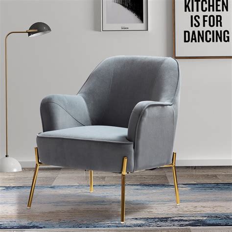 Baxton Studio Sennet Grey Velvet Armchair 160 9909 Hd The Home Depot