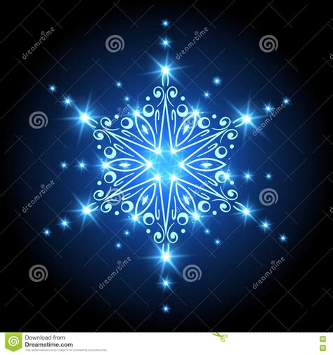 Magic Christmas Snowflake With Glowing Stars Xmas