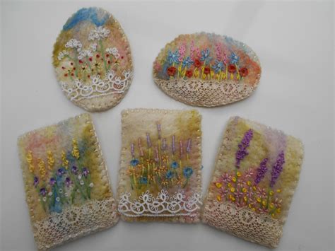 Felted And Embroidered Brooches Creative Textiles Brooches Felt