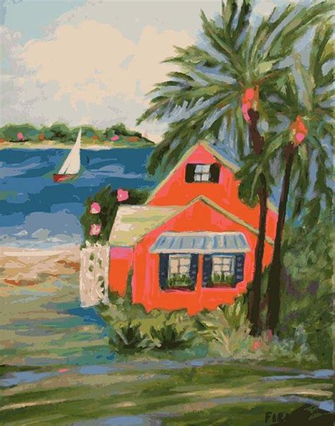 Beach House Art Hibiscus Beach House By Karenfieldsgallery 2400