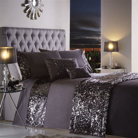Violet or purple is considered a royal. Dazzle | Sequin | Charcoal | Duvet Cover | | Tonys Textiles