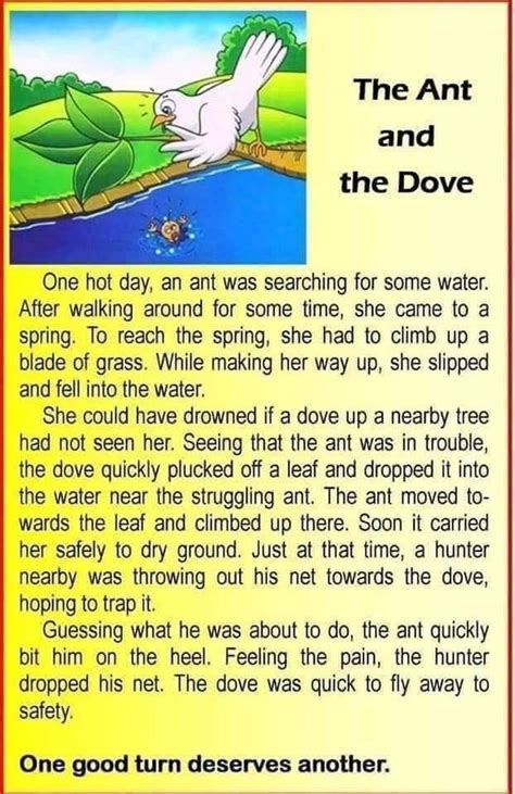 The Ant And The Dove English Stories For Kids Short Stories For Kids