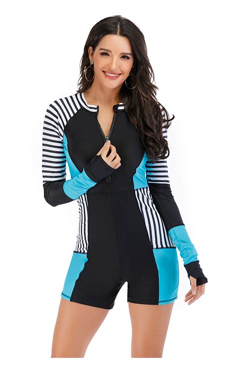 Womens One Piece Rash Guard Bathing Suit Long Sleeve Swimsuit Surfing