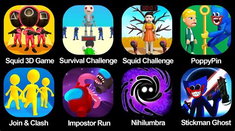 squid 3d game survival challenge squid challenge poppypin join and clash impostor run