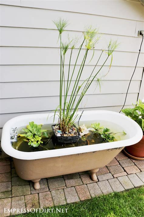 Garden bathtub old bathtub bathtub bench garden tub decorating decorating ideas garden projects garden tools dream garden home and garden. How to Make a Bathtub Garden Pond - Empress of Dirt