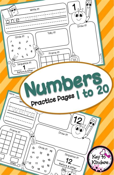 Numbers 1 20 Practice Printables Numbers Preschool Kindergarten
