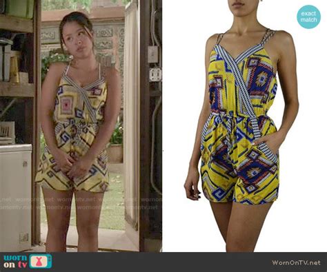 Wornontv Marianas Yellow Printed Romper On The Fosters Cierra