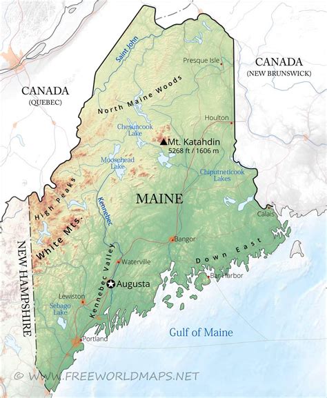Physical Map Of Maine