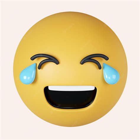 Premium Psd 3d Laugh Emoticon With Tears Of Joy Happy Cartoon