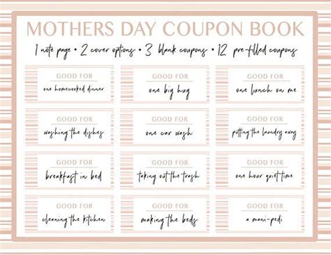 Printable Coupon Book For Mom Christmas T T For Mom Etsy Mothers Day Coupons Mom