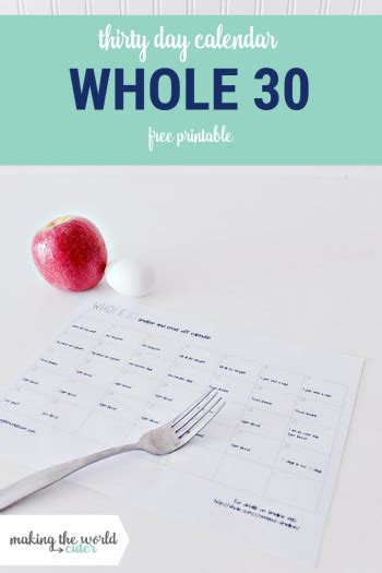 Whole 30 Timeline Calendar To Cross Off The Days As You Go