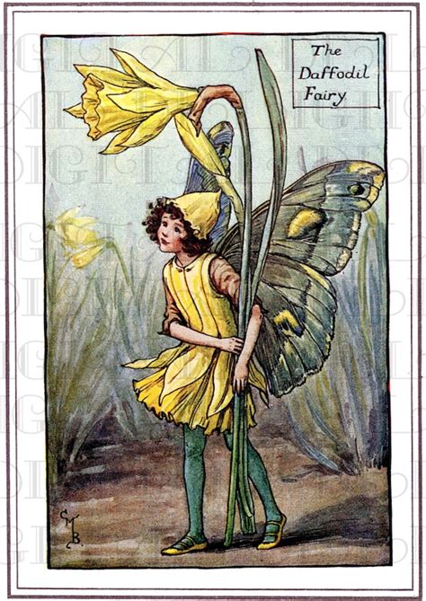 Daffodil Fairy Vintage Illustration Fairies Digltal Download