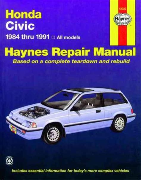 Honda Civic 1984 1991 Haynes Service Repair Manual Australia Workshop
