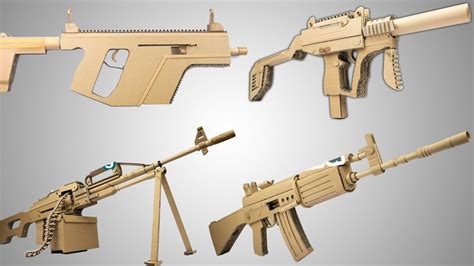 How To Make Cardboard Guns Compilation Uzi Mp5 Pkp Insas Vector